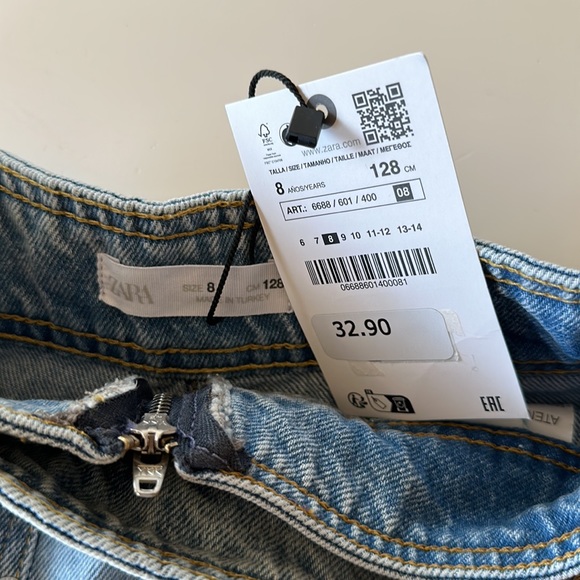 Zara Girls Denim Skort, Brand New!  Size 8 - Picture 2 of 6